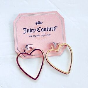 NWT Juicy Couture Gold Heart Hoop Earrings with Rhinestones Medium